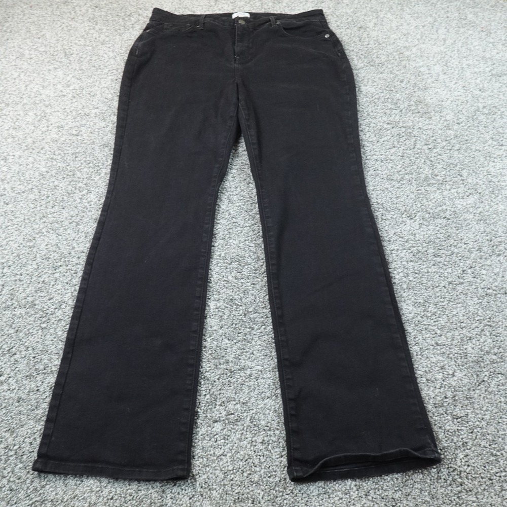 NYDJ Jeans Womens 16 Dark Black Denim Pants Boot Cut Lift Tuck Stretch Flex
